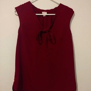 Chiffon Magenta Sleeveless Blouse with Tie